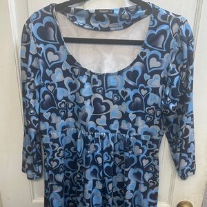 Blue and Black Heart Pattern Tunic Size Large